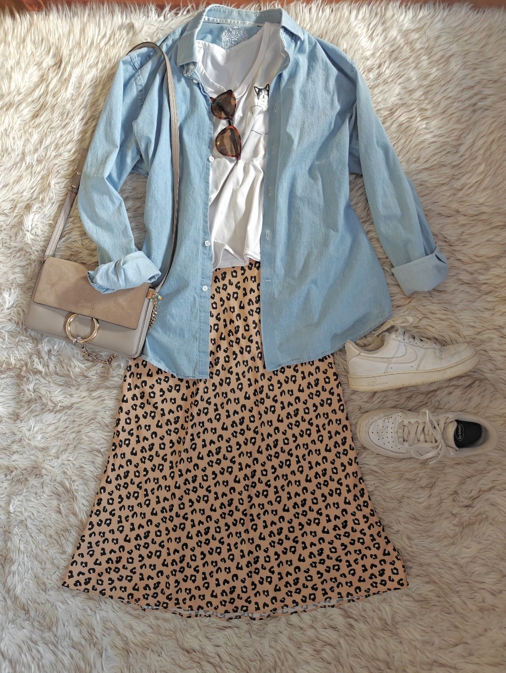 Sezane Leopard Print "Sandy" Skirt